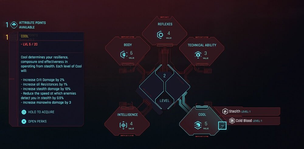 Cyberpunk 2077 Attribute Skills Perks Traits Guide Cool