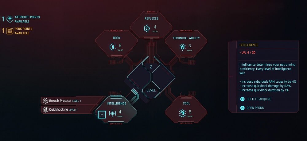 Cyberpunk 2077 Attribute Skills Perks Traits Guide Intelligence