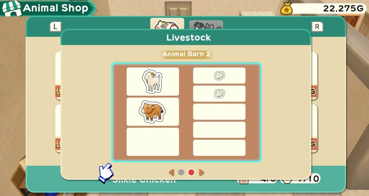 Harvest Moon One World animal space in barn