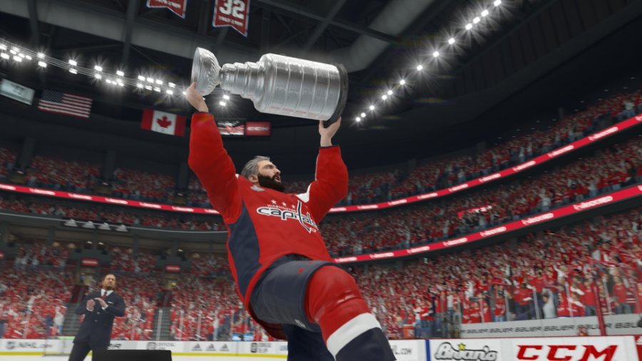 NHL 21 Stanley Cup Playoffs Simulation Alex Ovechkin with Stanley Cup Trophy