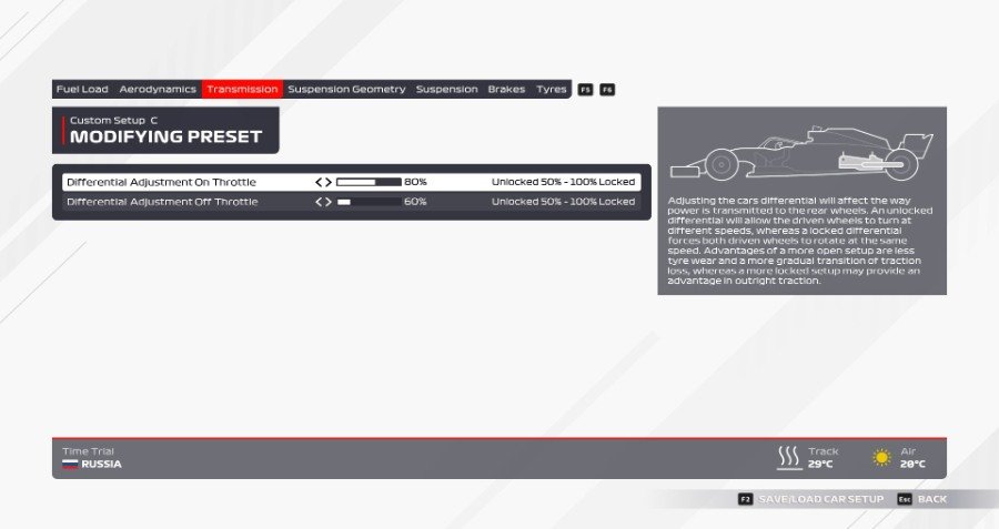 F1 2021 Game Russian Grand Prix Setup Transmission