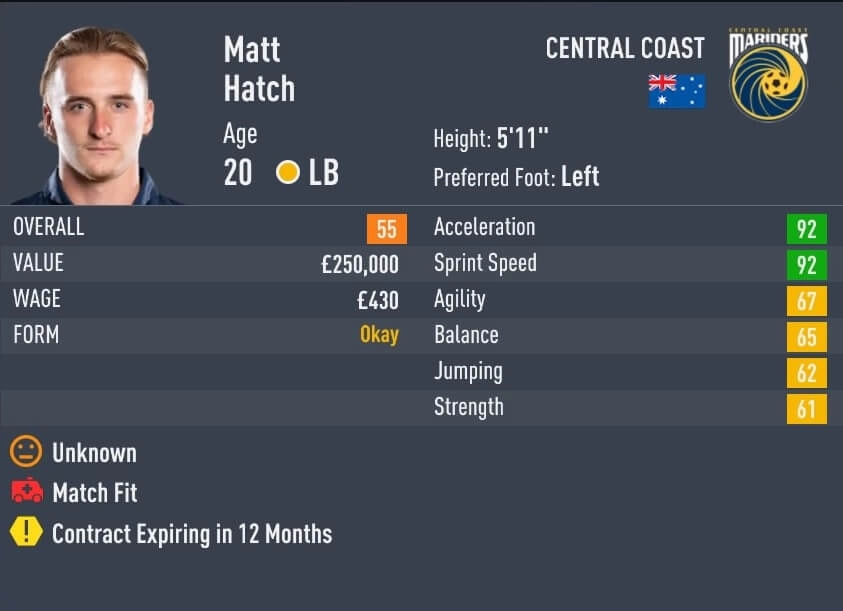 FIFA 22 Fastest LB Matt Hatch