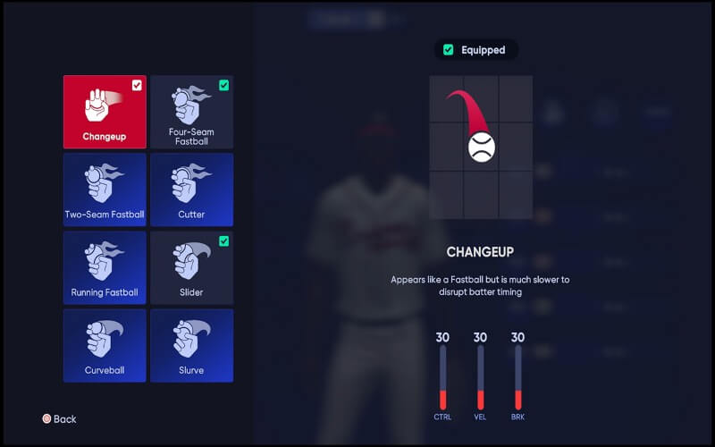 MLB The Show 22 changeup ball