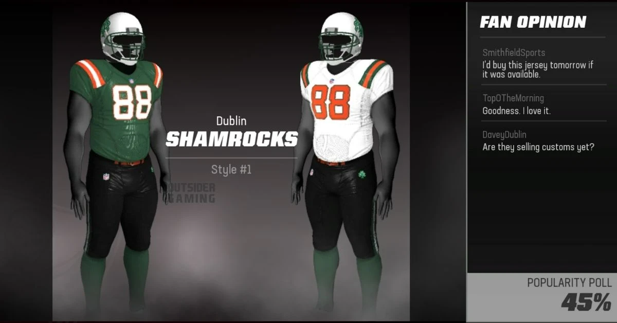 Madden 23 Dublin Shamrocks Uniforms 1