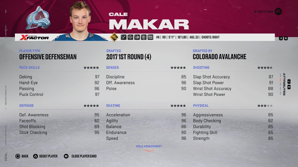 NHL 23 Best Players Makar