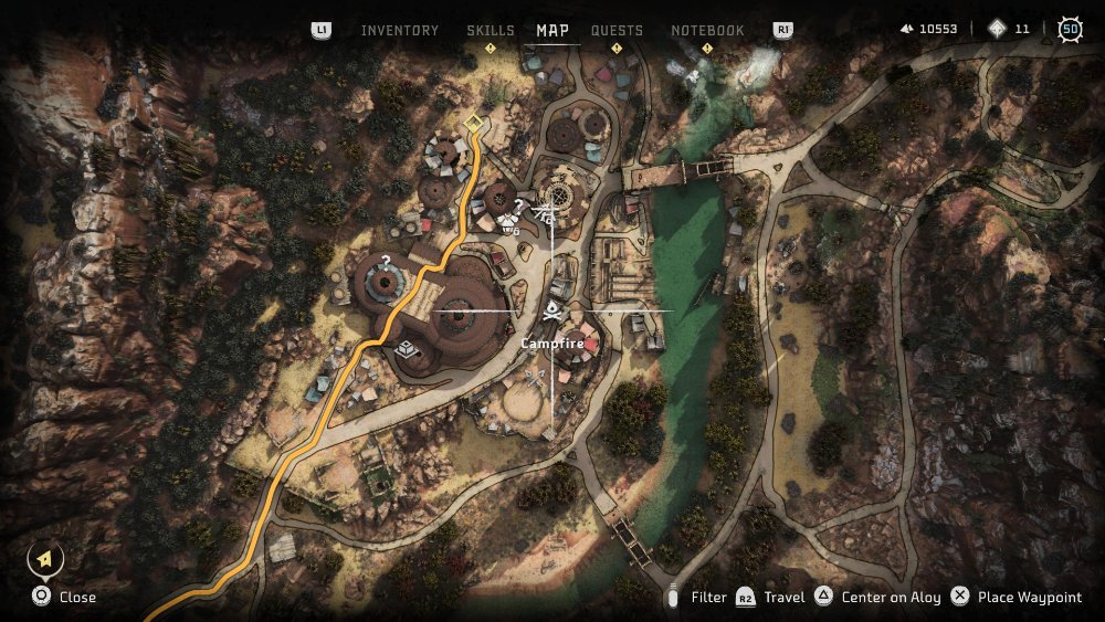 A map in Horizon Forbidden West is shown