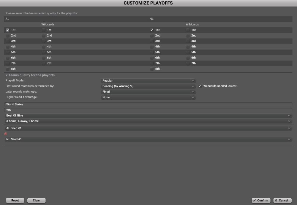 Customizable playoffs in OOTP Baseball 24