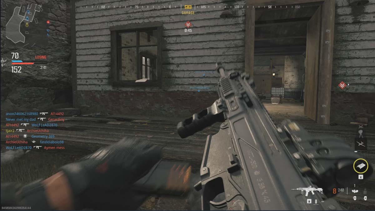 In game screeshot of MW3 where a player is reloading gun