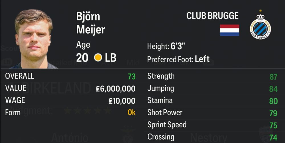 EA Sports FC 24 Wonderkids LB LBW Björn Meijer