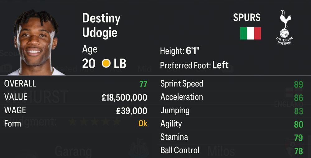 EA Sports FC 24 Wonderkids LB LBW Destiny Udogie