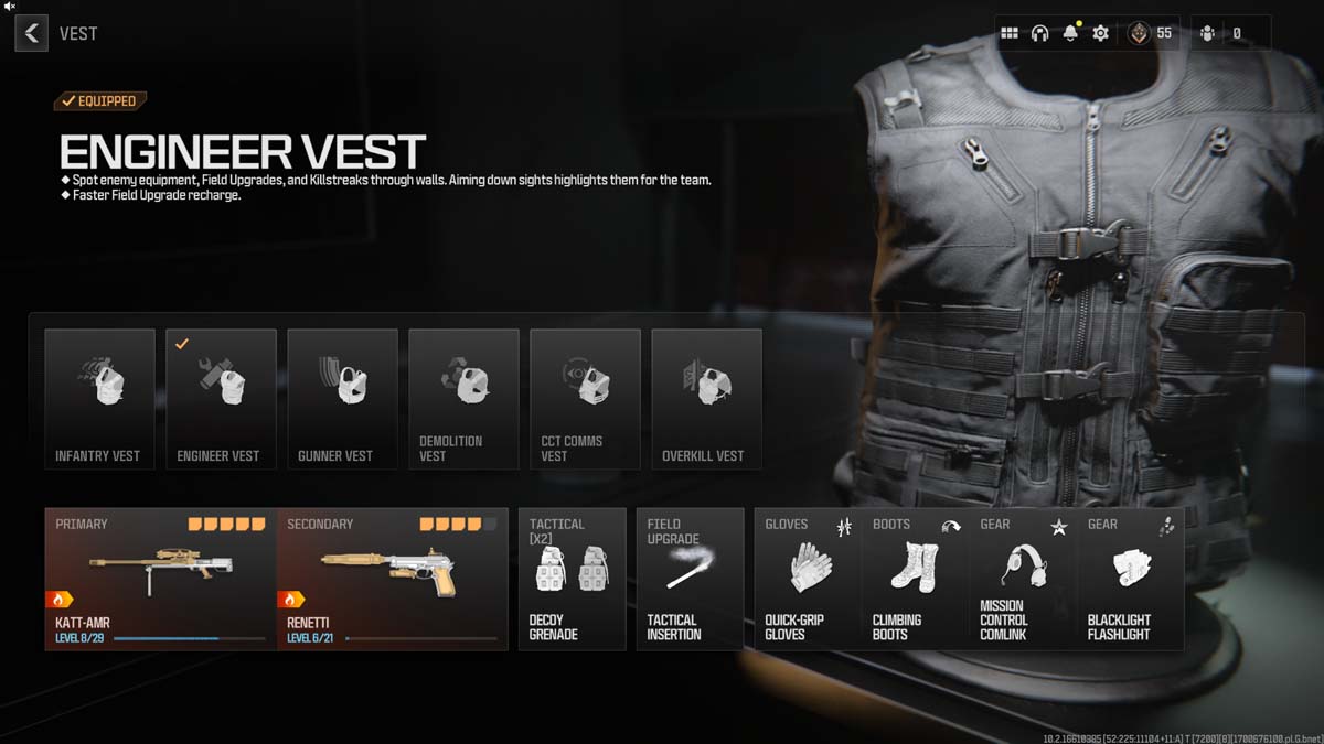 The Engineer Vest in Call of Duty Modern Warfare III, which allows players to see enemy equipment and streaks through walls.