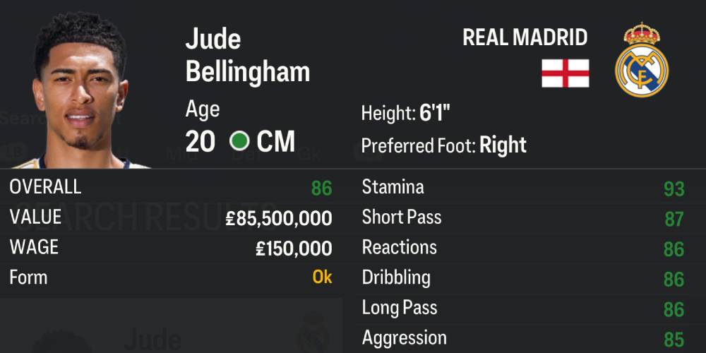 6. Jude Bellingham (86 OVR, 91 POT)