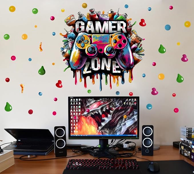 Yimehdan 3D Graffiti Gamer Zone Wall Decals