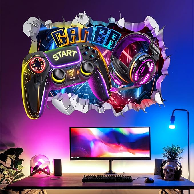 DECALMILE Large 3D Game Wall Decals
