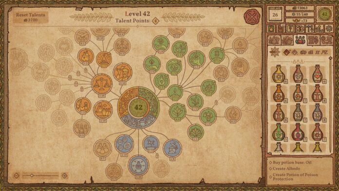PotionCraft A screenshot from the game Potion Craft: Alchemist Simulator showing the talent tree