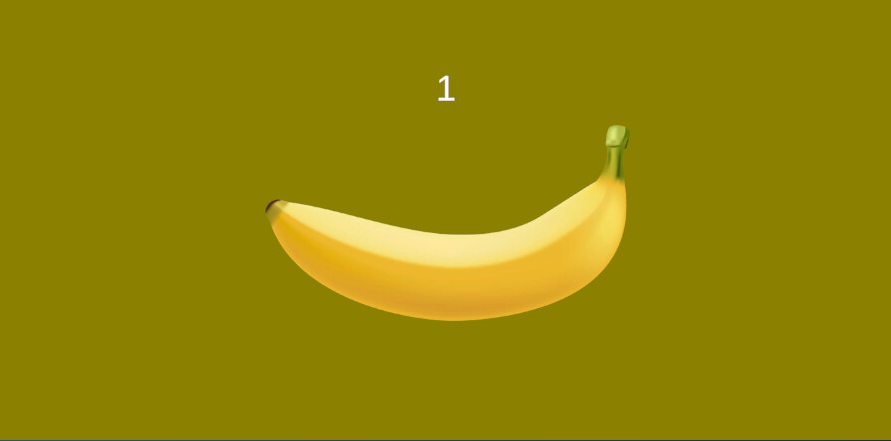 Ein Screenshot aus dem Spiel Banana, der eine Banane mit der Zahl '1' darüber zeigt.