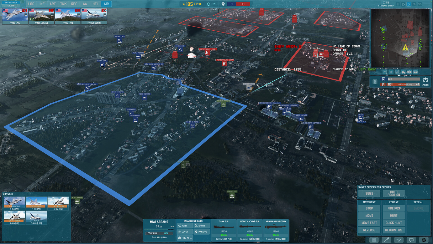 A screenshot from the war tactical real-time strategy game WARNO showing the user interface.