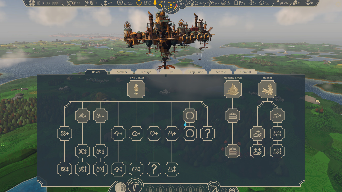 A UI menu in Airborne Empire, city builder game